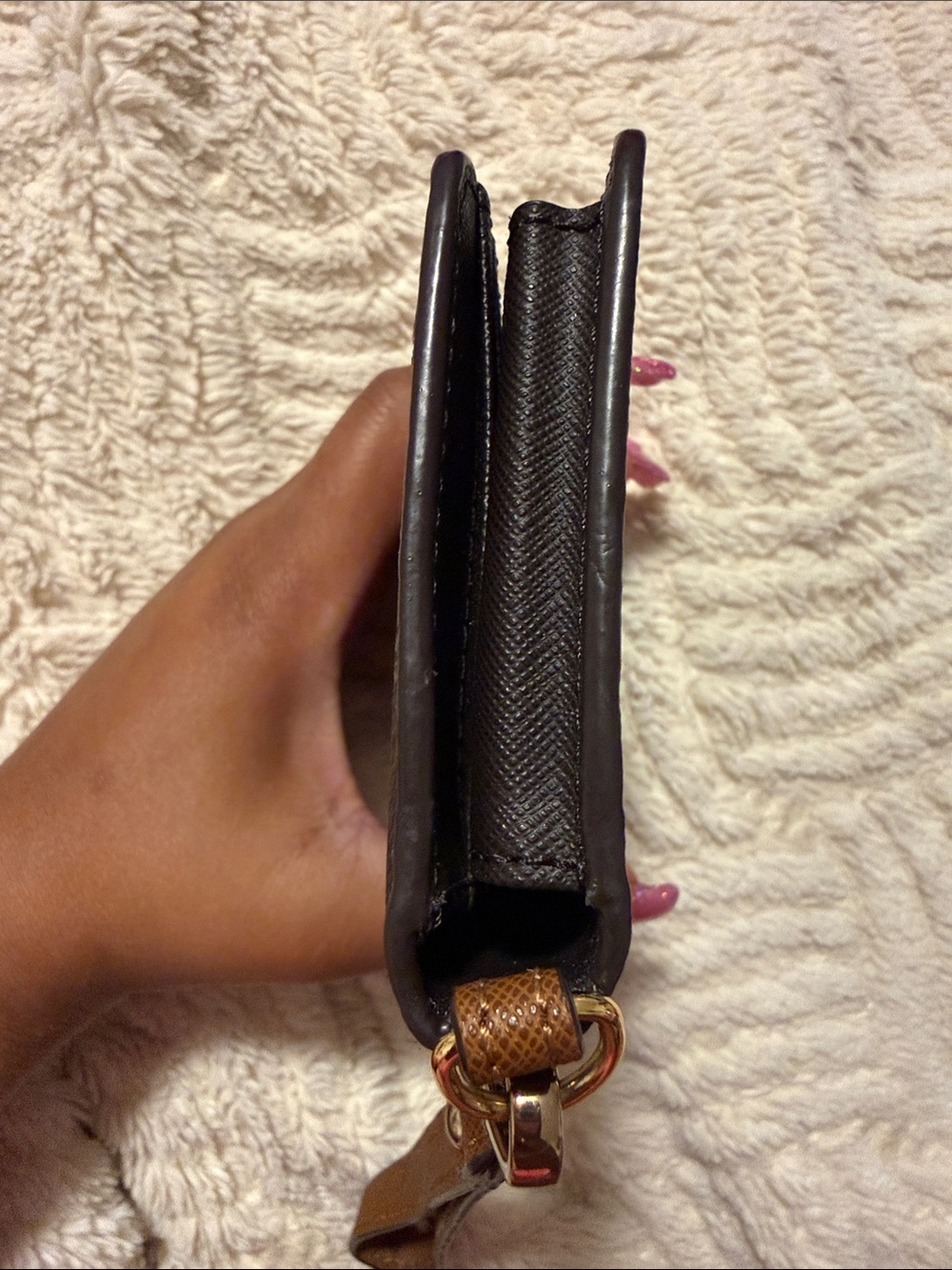 Michael Kors "Brown/Luggage" MK Sig Saffiano Slim Tech Wristlet - Picture 4 of 8